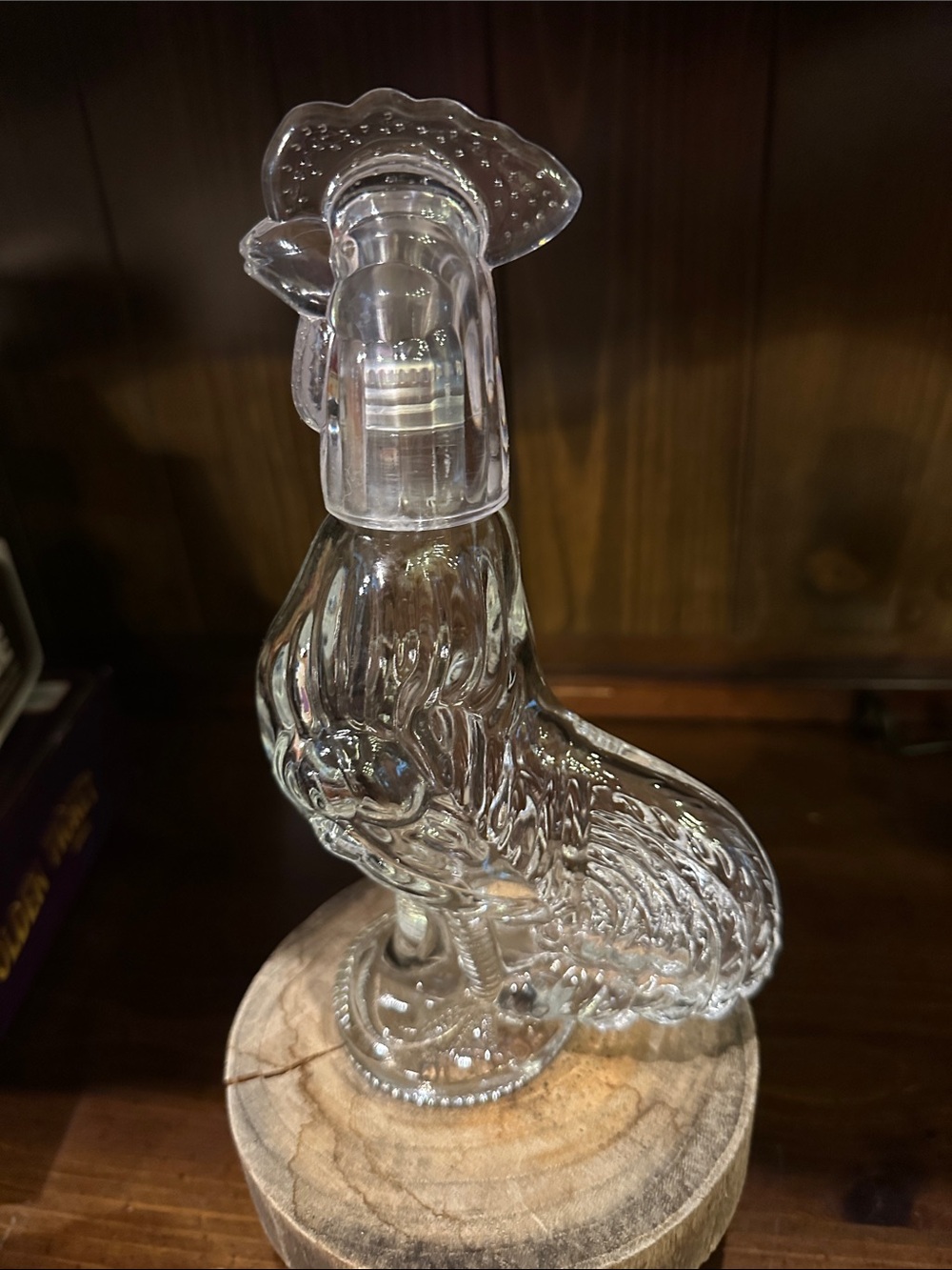 Clear Glass Rooster Figurine Decorative Home Art
